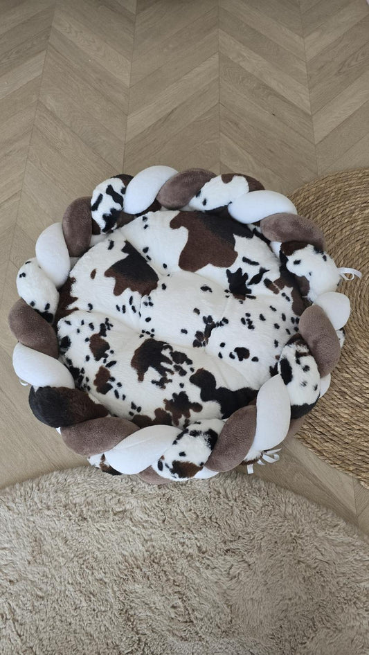 Couffin animaux doudou vache (Tresse Doudou vache marron et blanc)