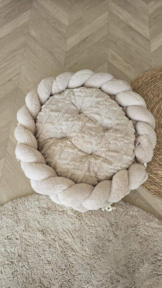 Couffin animaux fourrure torsadé beige (Tresse fourrure beige)