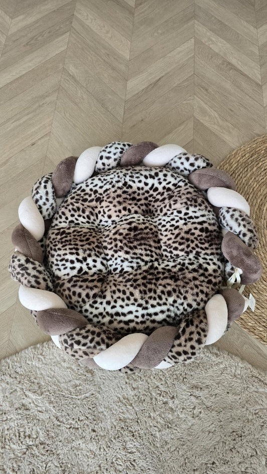 Couffin animaux doudou léopard (Tresse Doudou léopard marron et beige)