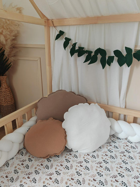 Lot coussins galets blanc camel et café