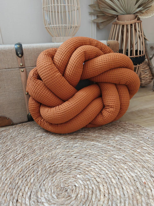 Coussin tressé brique