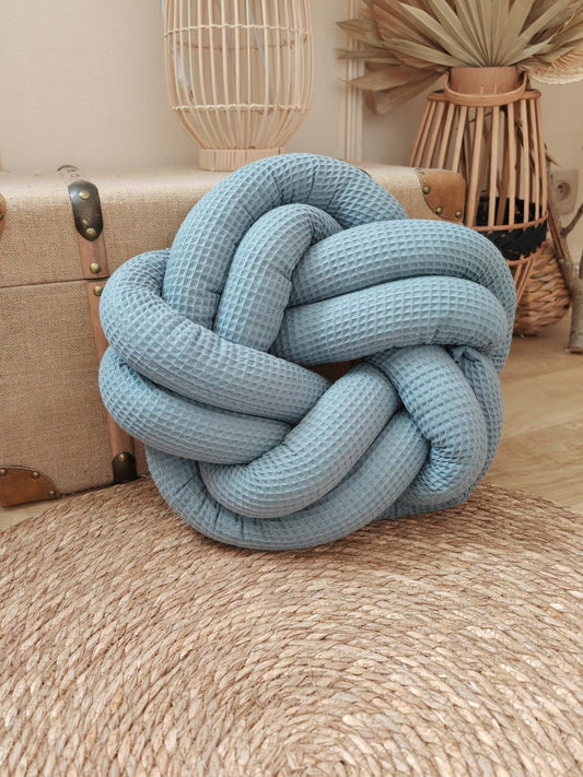 Coussin tressé céladon