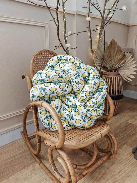 Coussin tressé citron