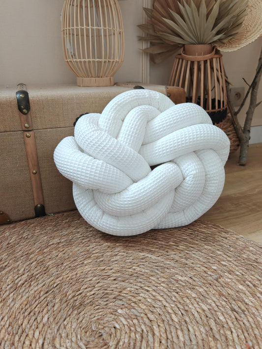 Coussin tressé écru