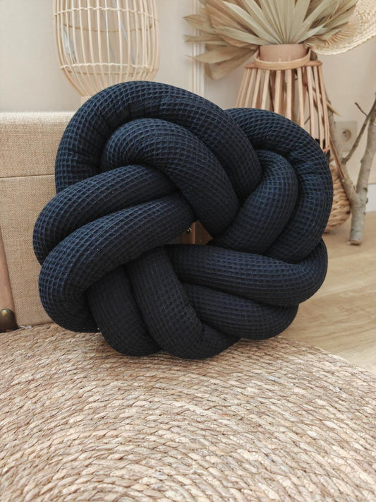 Coussin tressé noir