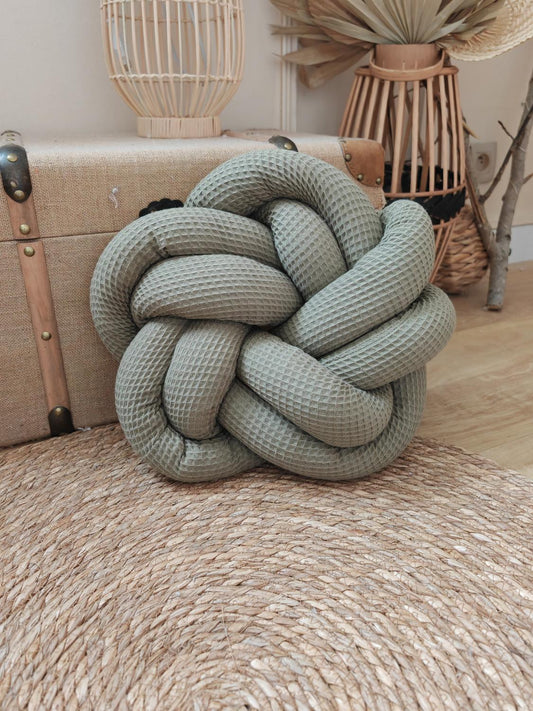 Coussin tressé olive
