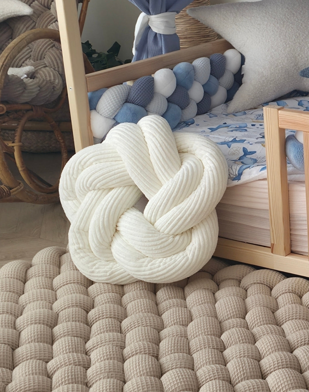 Coussin tressé rond  - sur mesure