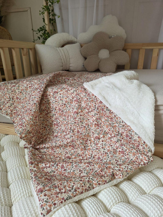 Petite couverture fleurs d'été et Fourrure écru