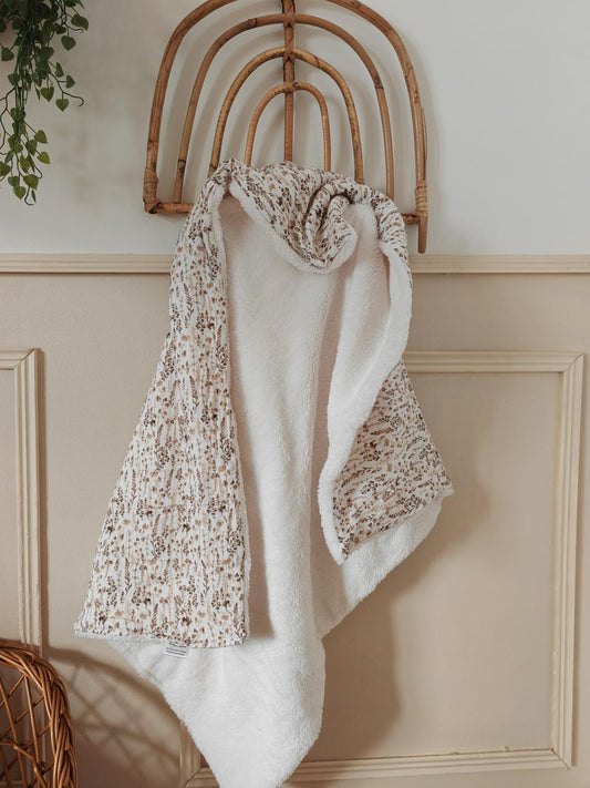 Petite couverture Fleurs des champs et Fourrure écru