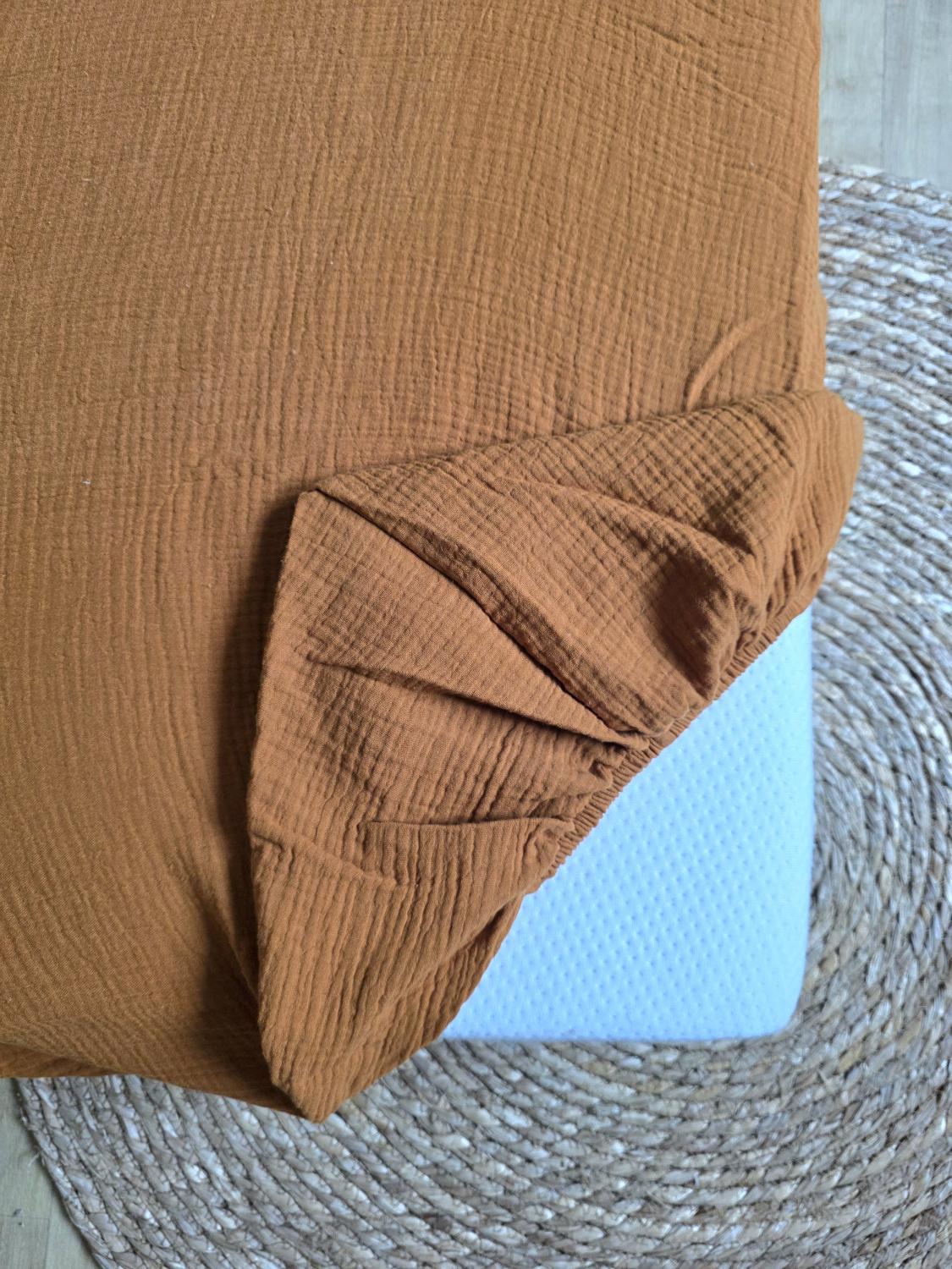 Draps housse gaz de coton brique 70x140cm