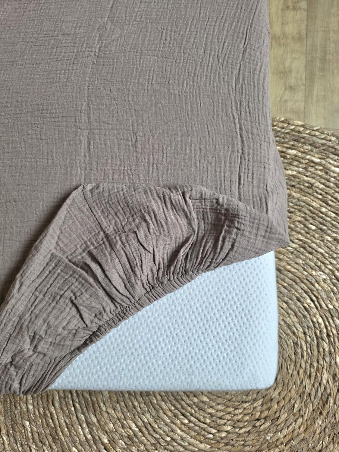 Draps housse gaz de coton café 60x120cm