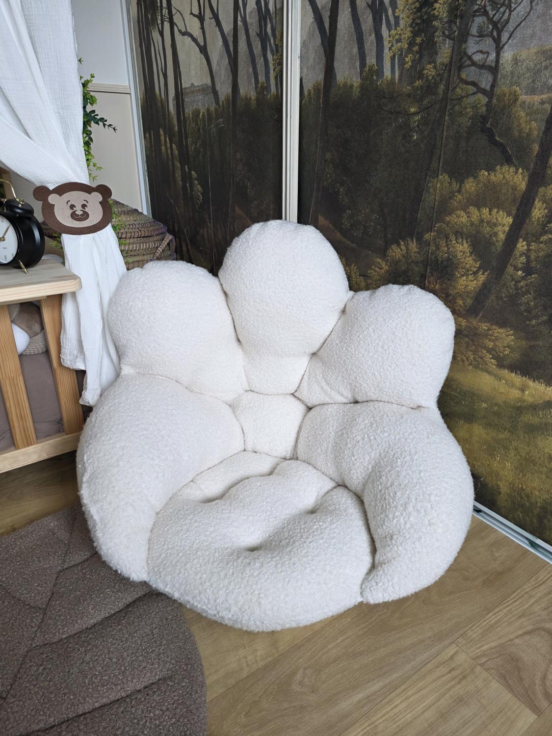 Fauteuil fleur bouclette - couleur au choix - Sur mesure