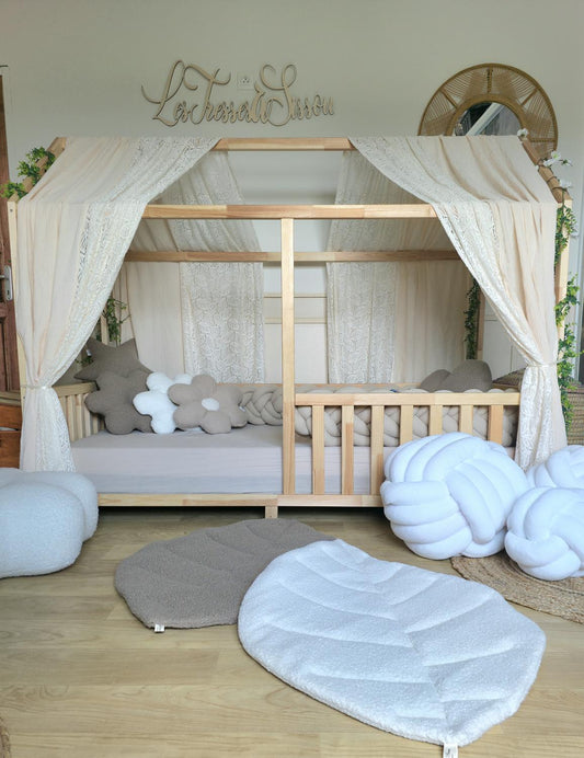 Ciel de lit cabane Modèle A NON cousu crème et dentelle