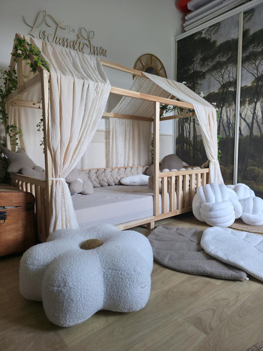 Ciel de lit cabane Modèle A NON cousu crème et dentelle