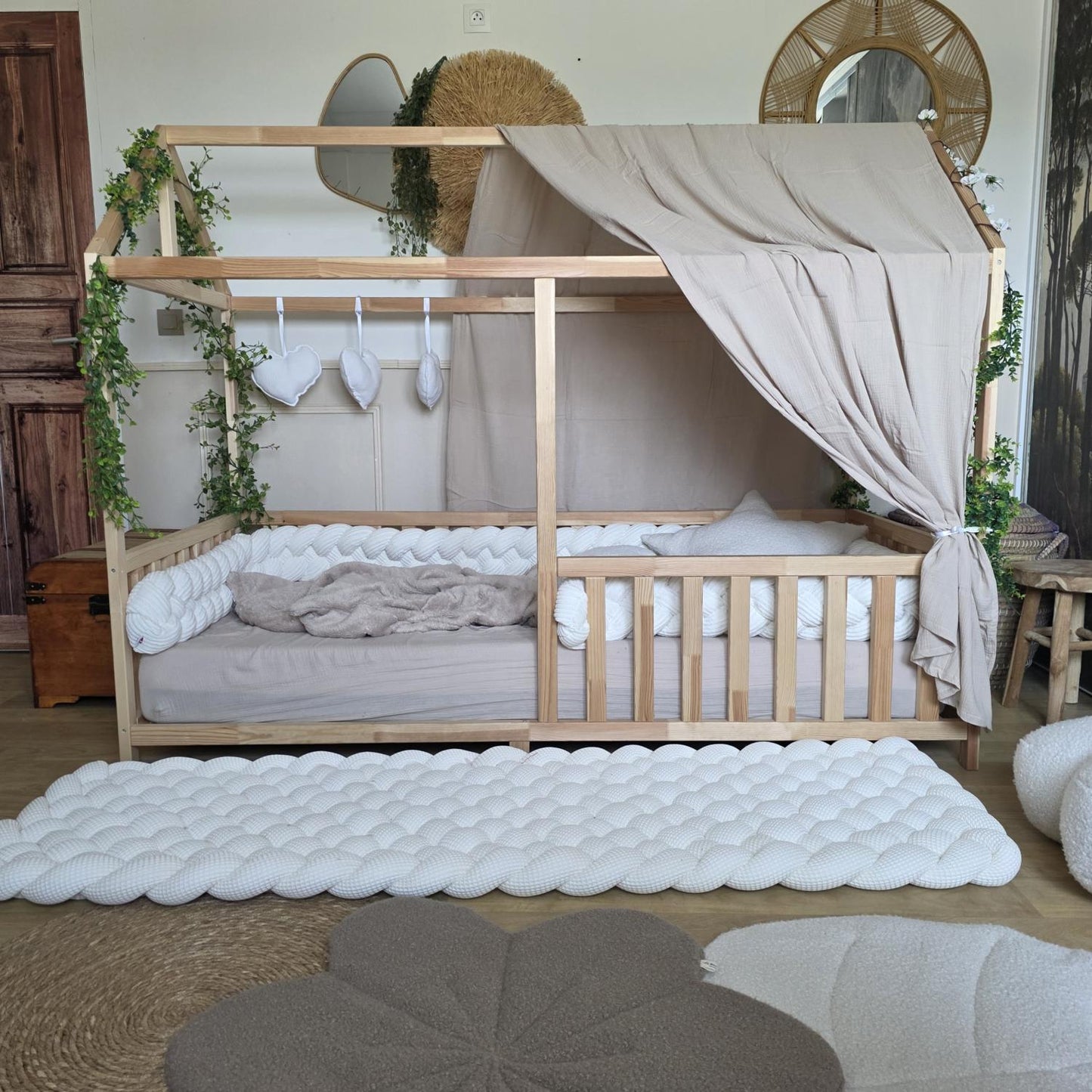 Ciel de lit cabane "le simple" beige