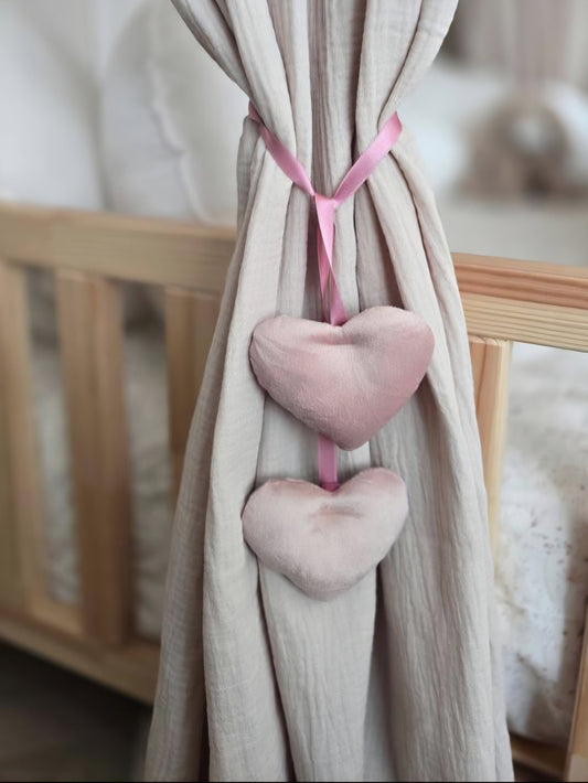 Embrasses de rideaux coeurs rose - lot de 2