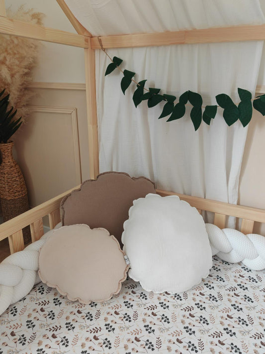 Lot coussins galets blanc beige et café