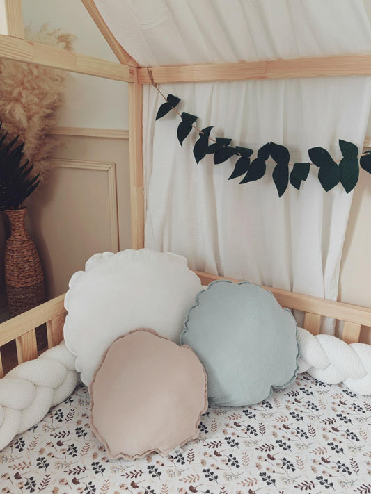 Lot coussins galets blanc beige et vert d'eau