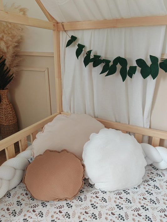 Lot coussins galets blanc camel et beige