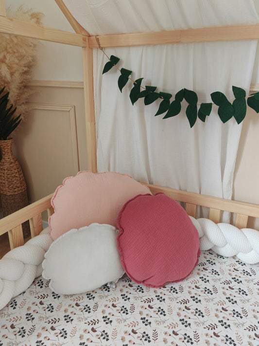 Lot coussins galets blanc rose et vieux rose