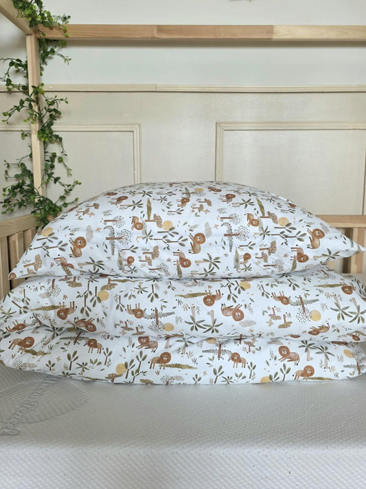 Parure 1 personne - housse de couette + taie d'oreiller crocodile