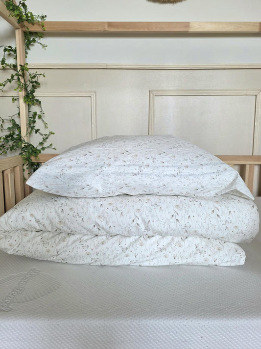 Parure 1 personne - housse de couette + taie d'oreiller fleur de lin