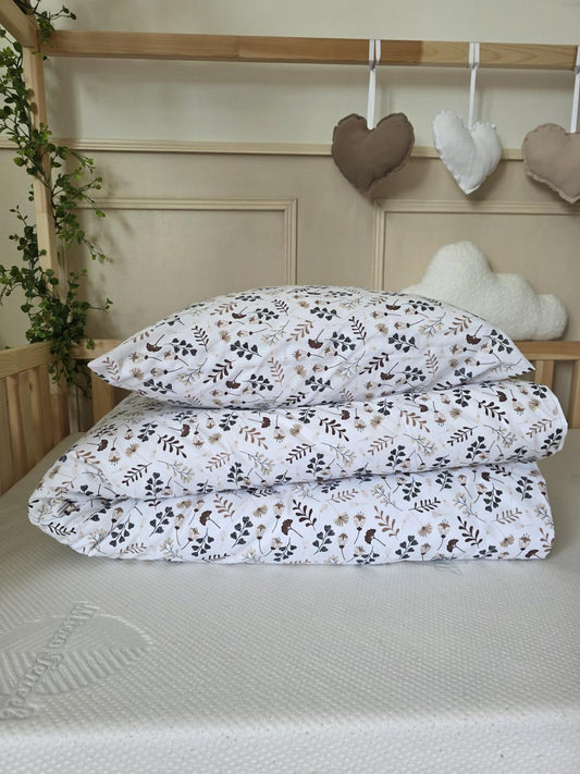 Parure 1 personne - housse de couette + taie d'oreiller ginko beige