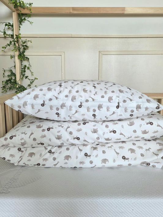 Parure 1 personne - housse de couette + taie d'oreiller zèbre