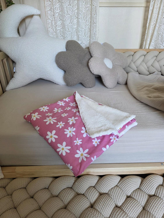 Petite couverture flower power et Fourrure écru