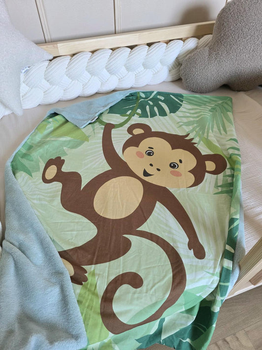 Petite couverture singe et doudou menthe