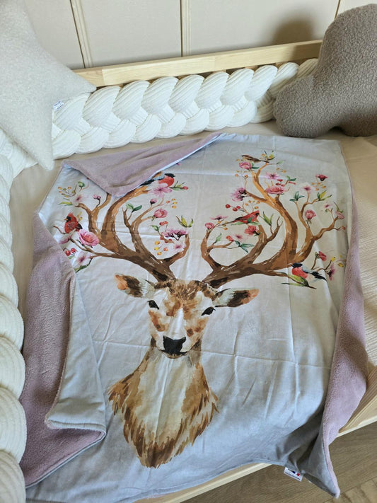 Petite couverture cerf et doudou lavande
