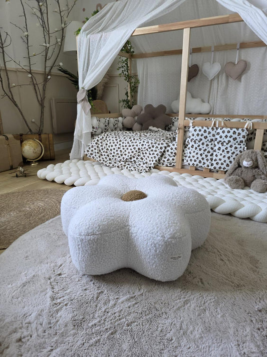 Pouf en forme de fleur écru taille M écru - couleurs au choix