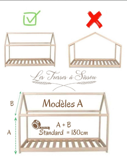 Voile de lit cabane modèle A Simple ou double - Sur mesure