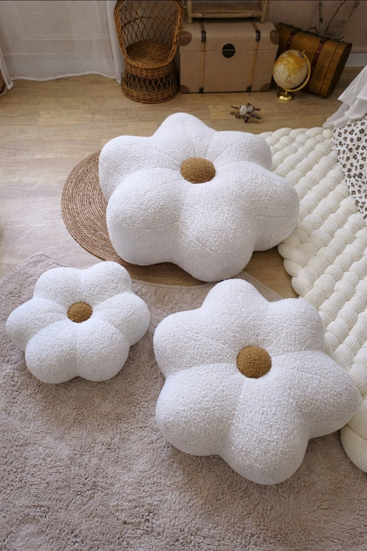 Pouf en forme de fleur écru taille M - Sur mesure