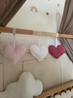 Suspensions coeurs lot de 3 blanc rose et vieux rose