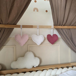 Suspensions coeurs lot de 3 blanc rose et vieux rose