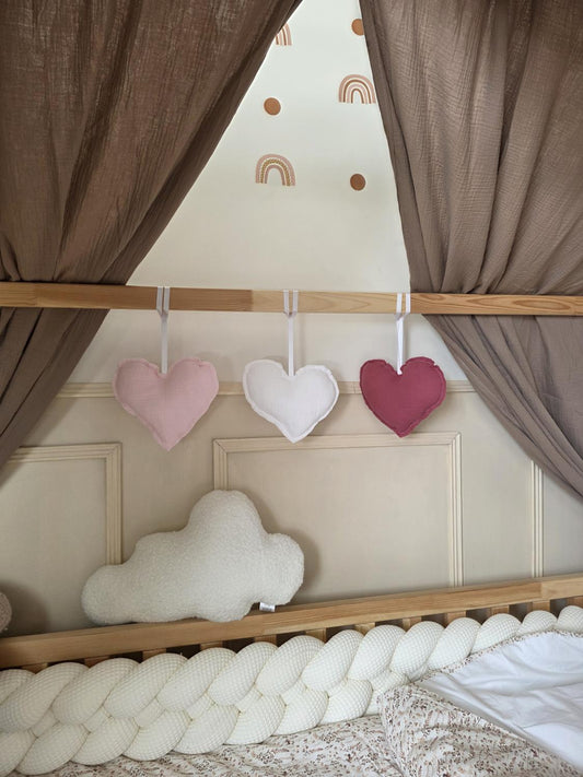 Suspensions coeurs lot de 3 blanc rose et vieux rose