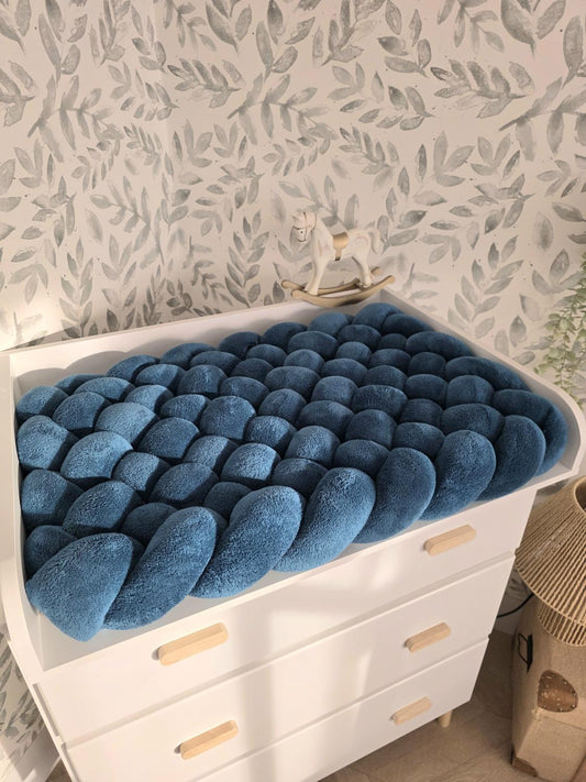 Tapis à langer tressé doudou pétrole