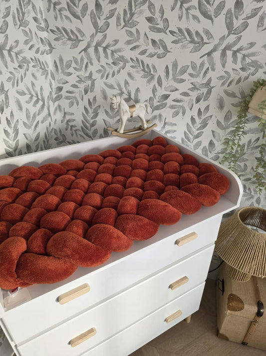 Tapis à langer tressé doudou terracotta