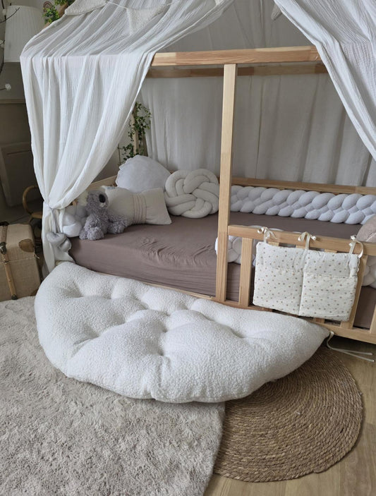 Tapis demi lune bouclette écru