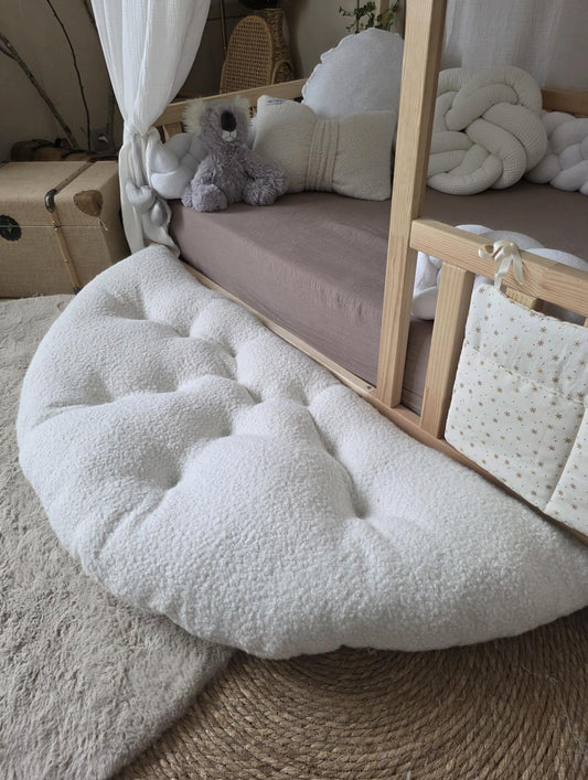 Tapis demi lune bouclette écru