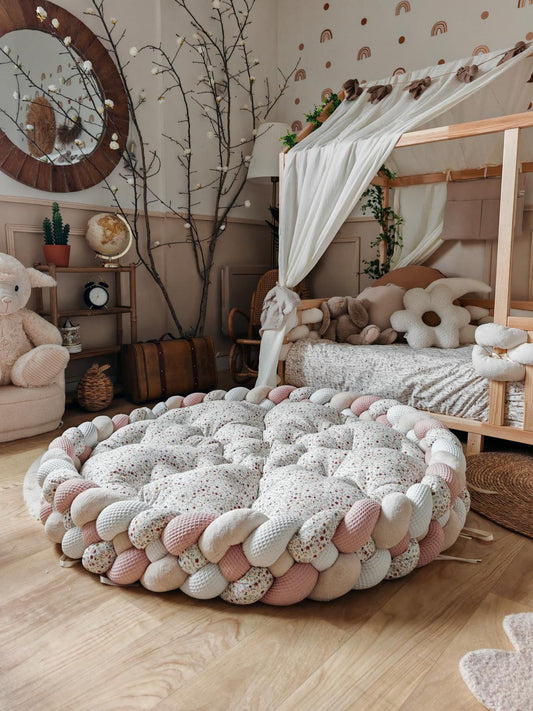 Tapis rond avec tresse 4 brins - Sur mesure