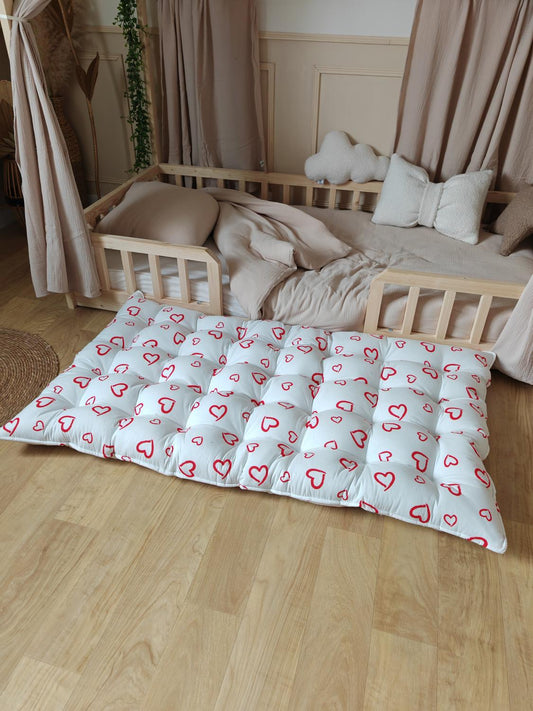 Tapis moelleux coeurs rouges 80x140cm