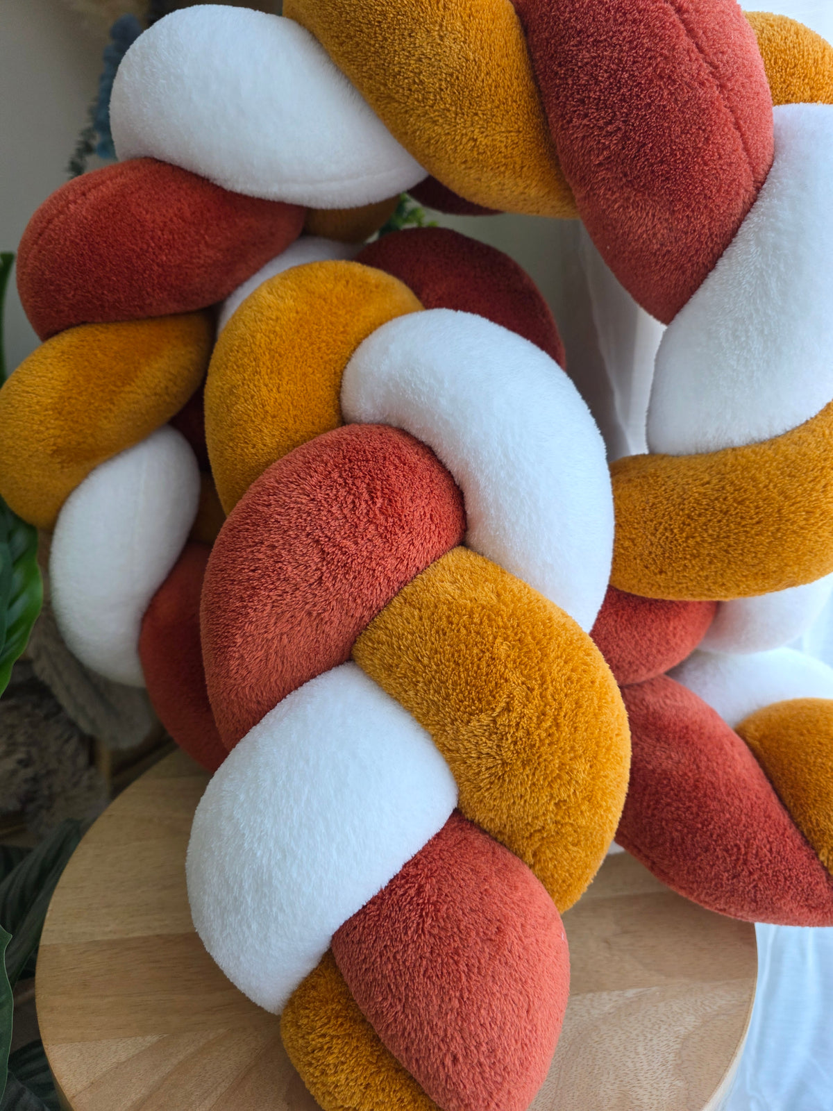 Tresse de lit 3 brins 200cm doudou blanc moutarde et terracotta