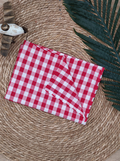 Tissu en coton - Popeline de coton - Motif VIchy rouge