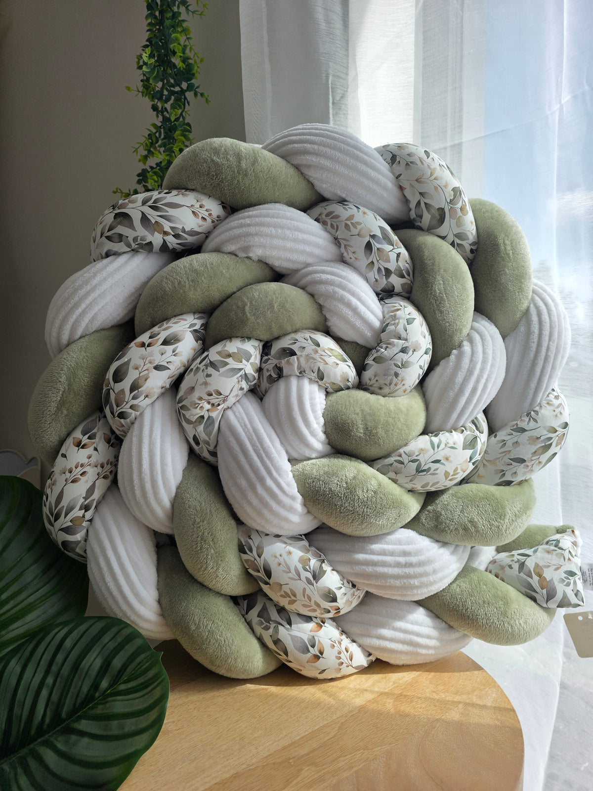 Tresse de lit 3 brins 360cm doudou jade côtelé blanc et luara