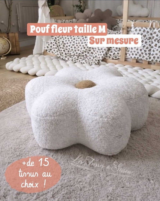 Pouf en forme de fleur écru taille M - Sur mesure
