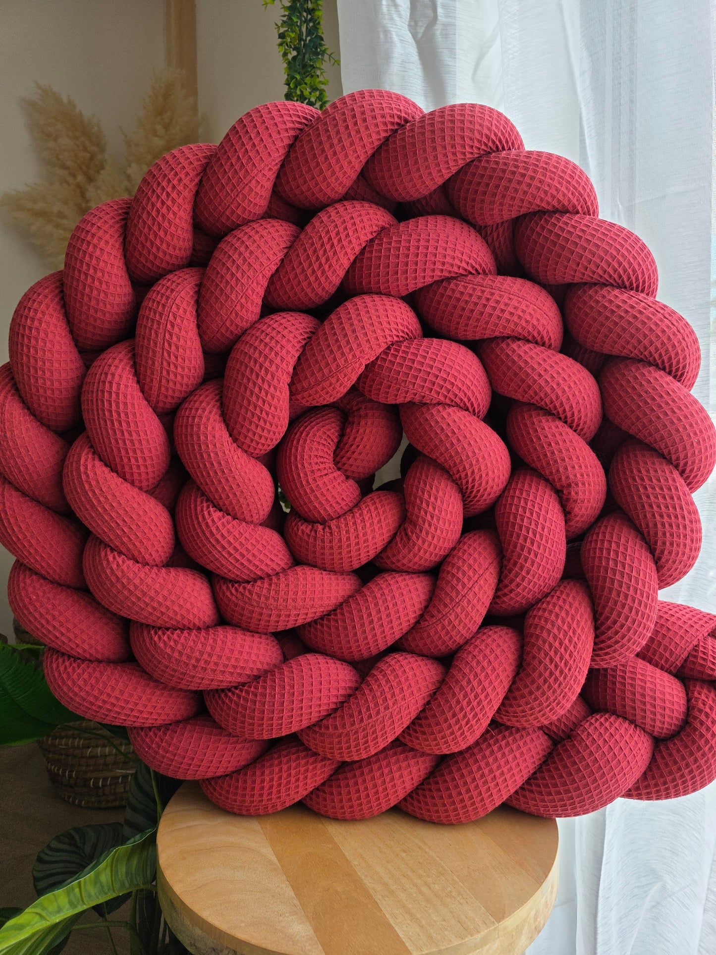 Tresse de lit 4 brins 460cm nid d'abeille framboise déstockage