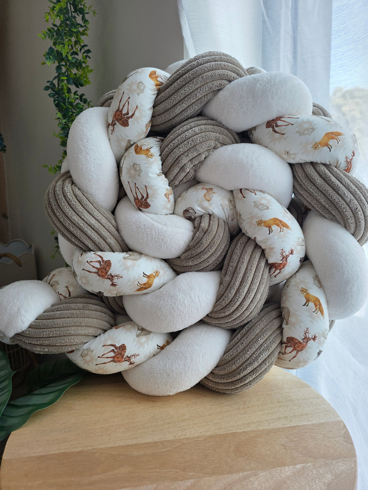 Tresse de lit 3 brins 200cm doudou écru côtelé galet et renard
