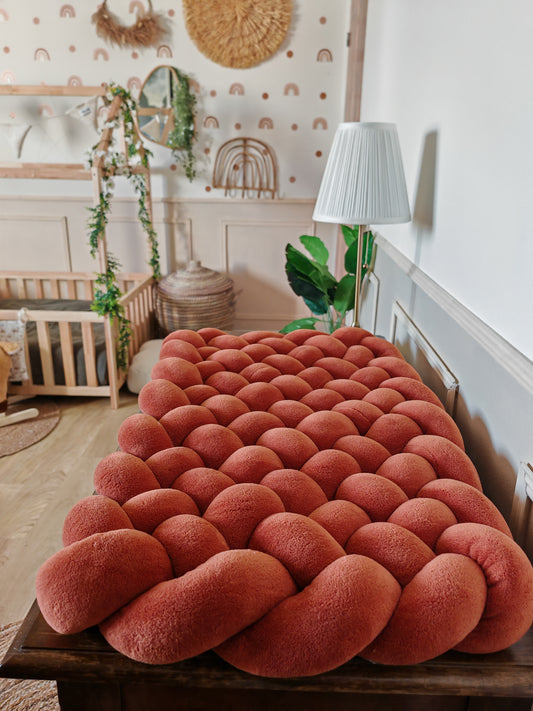 Tapis à langer tressé doudou terracotta